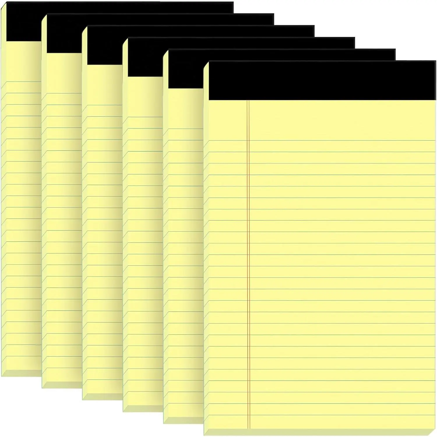 Yellow Legal Notepads 5x8, Pack of 6 - Perforated Narrow Ruled Writing Pad -  Thick Paper, No Ink Bleeding - Blank Legal Pads For , Office, School, Business - 50 Sheets Per Notebook