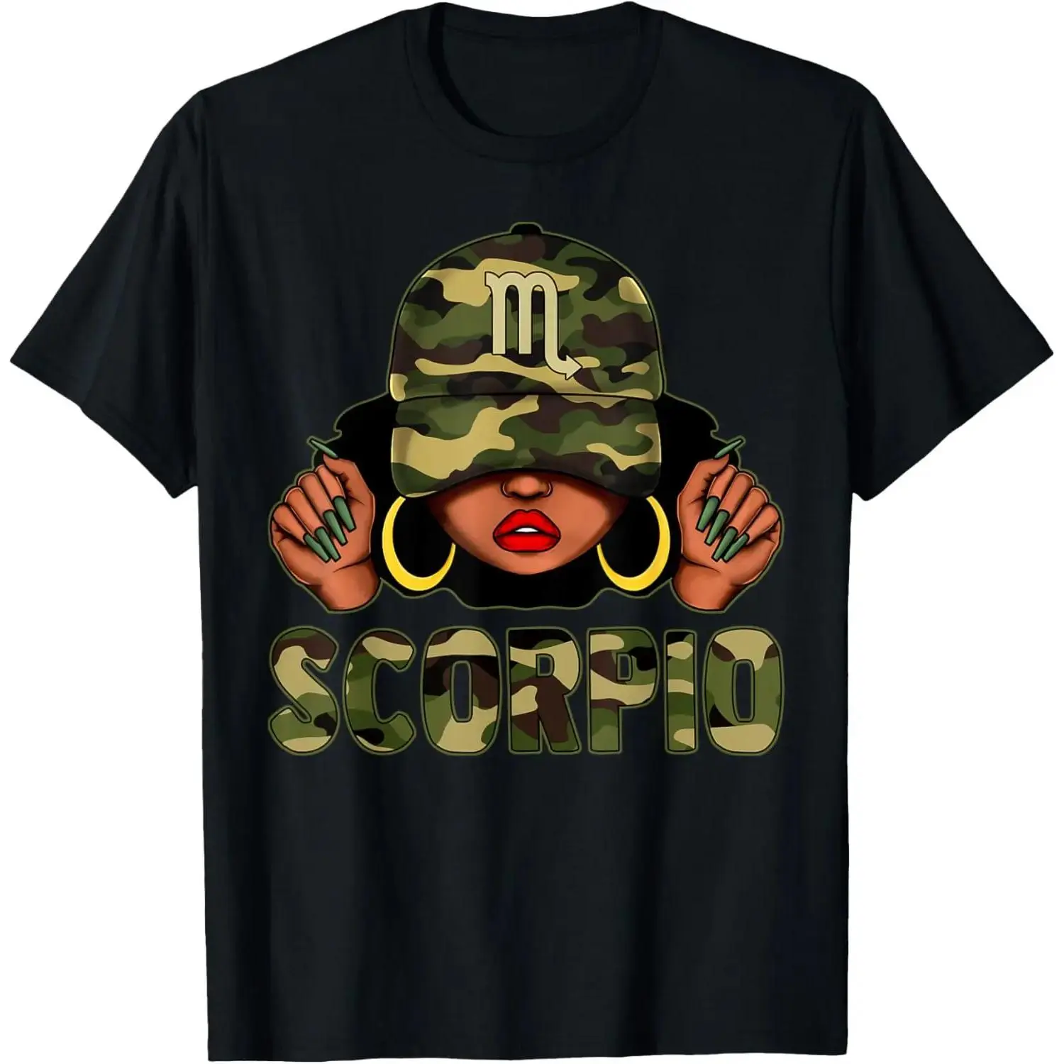Unisex Scorpio Queen Zodiac Graphic Cotton T-Shirt - Short-Sleeve Crewneck Apparel with Digital Prints, Sporty Chic Tops, Machine Washable Sport & Outdoor Tee