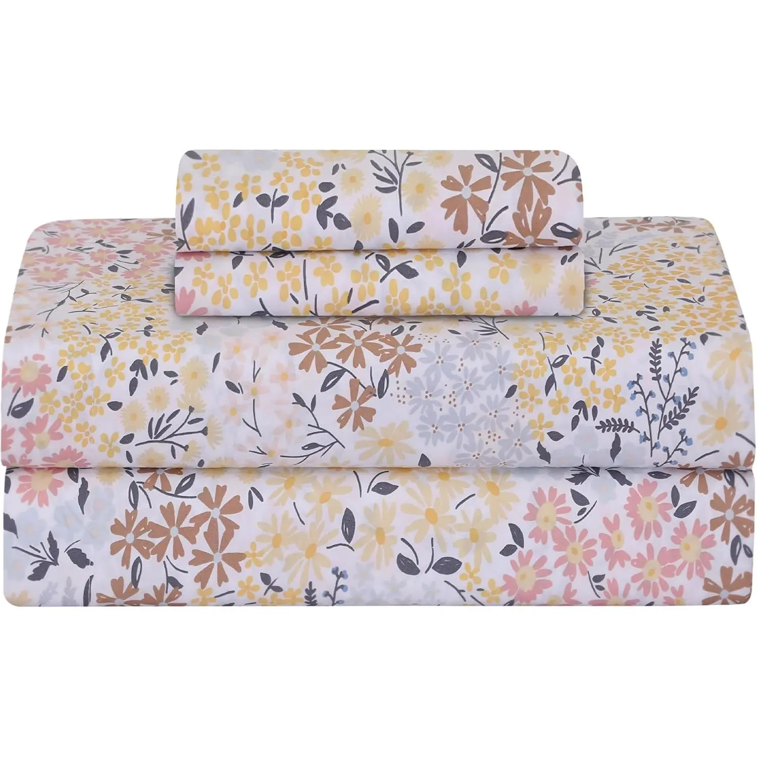 Softest 100% Cotton Sheets, 300 Thread Count Percale Weave Bedding, 16" Deep Pocket, Cooling Sheets, Breathable Bed Set, Hotel Premium Quality (King, Victorian Floral)