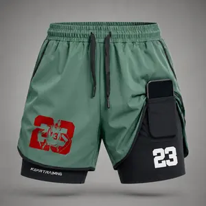 Men’s Active 2-in-1 Basketball Graphic Print Sports Shorts - Regular Fit, Breathable Quick-Dry, Built-in Compression Liner, Secure Inner Phone Pocket, Elastic Waist Drawstring, Extra Support for Summer Gym Training