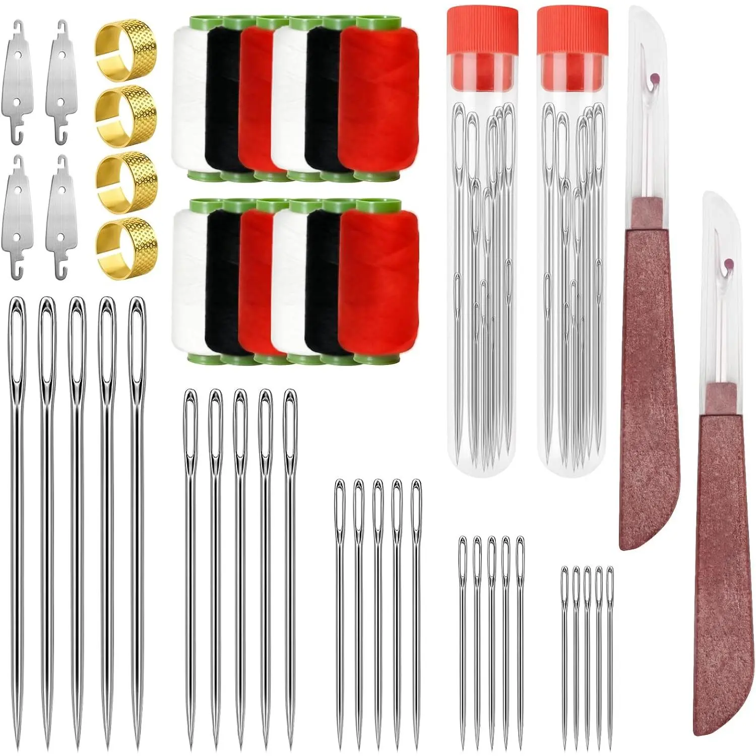 74 count Sewing Tool Set, Large-Eye Steel Sewing  Kit—Includes Threader and  Repair Tools, Ideal for Beginners and  Use.