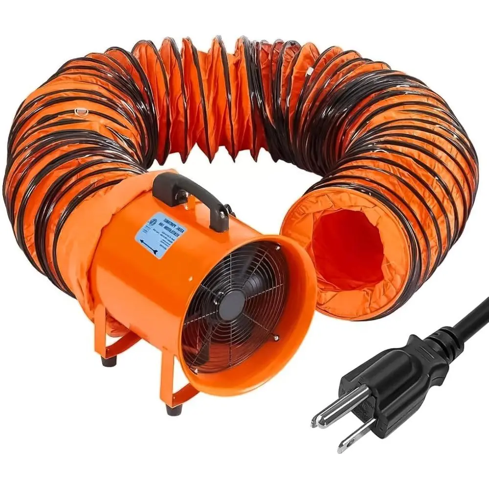 12" Utility Blower Fan with 16.4ft Flexible Duct | 3500 RPM High Velocity Portable Exhaust Fan, 580W Heavy Duty Smoker Extractor for Crawl Space & Garage