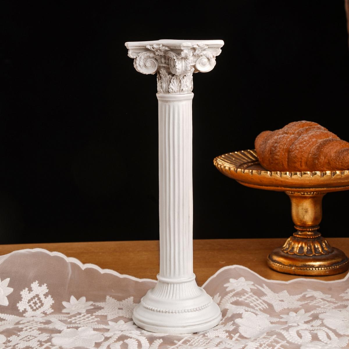 European Roman Column Candle Holder, Resin Material Decorative Stand for Party Celebration Photography Props, Home Living Room TV Cabinet Decoration, Vintage Candle Stand