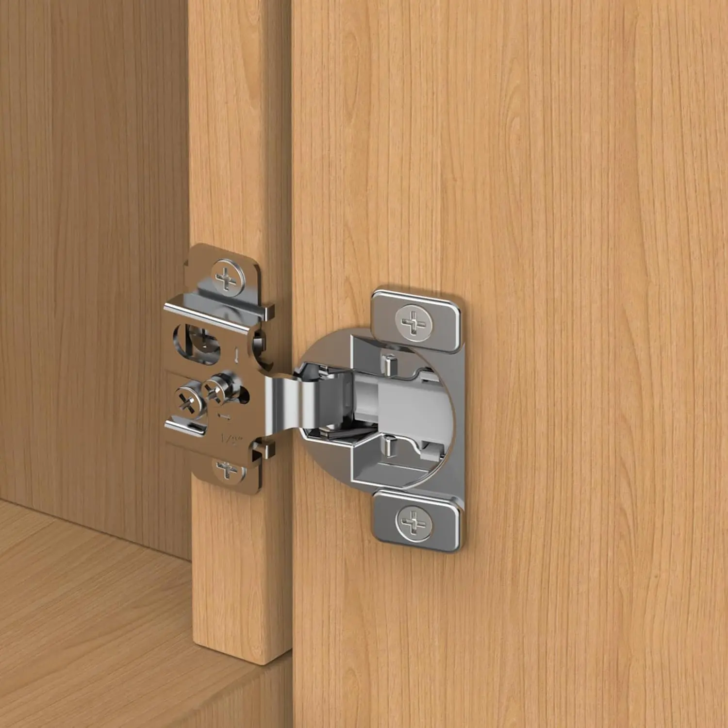10 Pack 1/2" Overlay  Soft Close Concealed Hinge,  Frame Door, Small Angle Slow Close, Self Closing  Satin Nickel, 105° Concealed Stainless Steel Hinges for Kitchen Cabinet Door