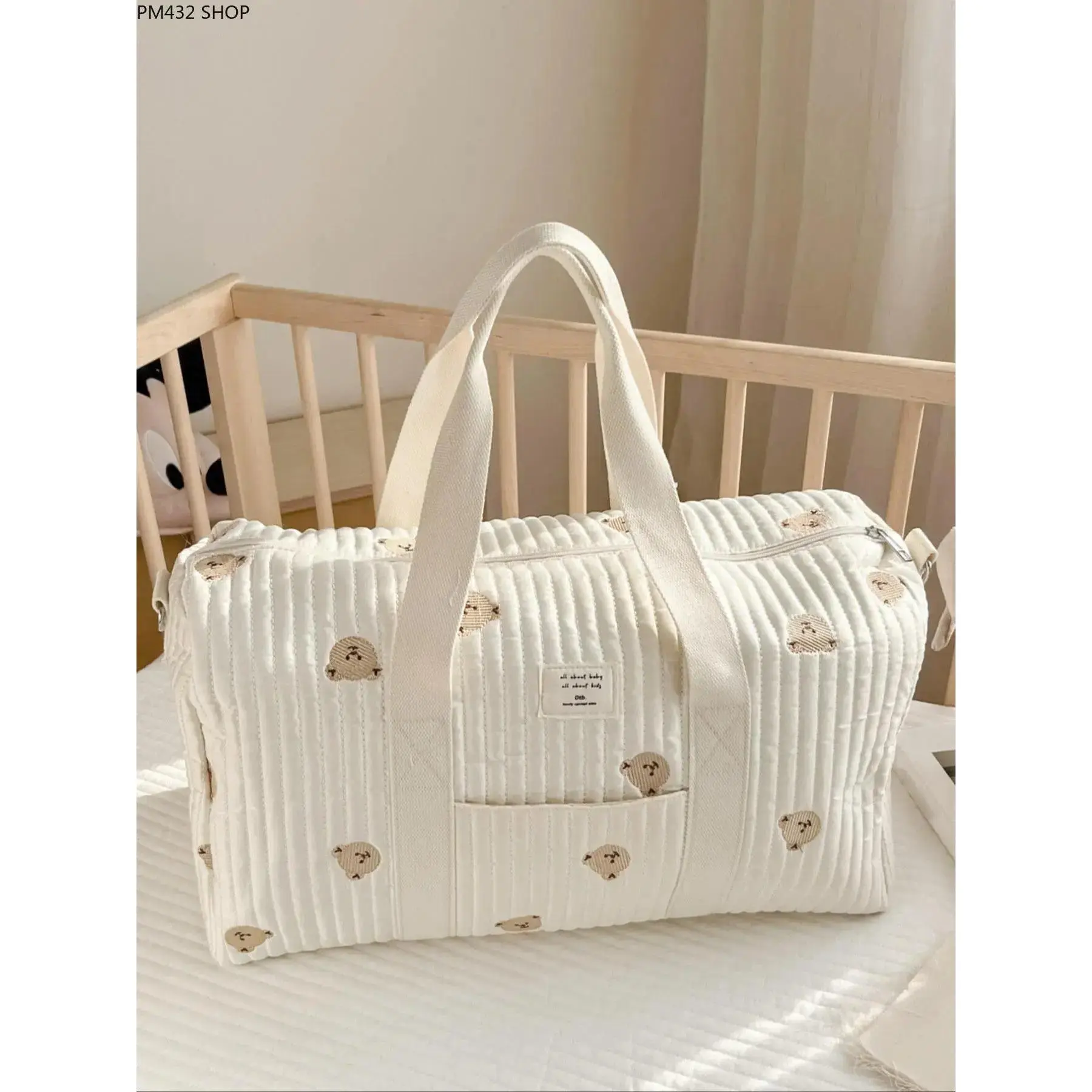 Women’s Aesthetic Shoulder Handbag - Cute Animal Bear Pattern High-Capacity Zipper Tote with Removable Strap, No Excess Bulk Multi-Functional Casual Purse for Daily Commuting, Short Trips