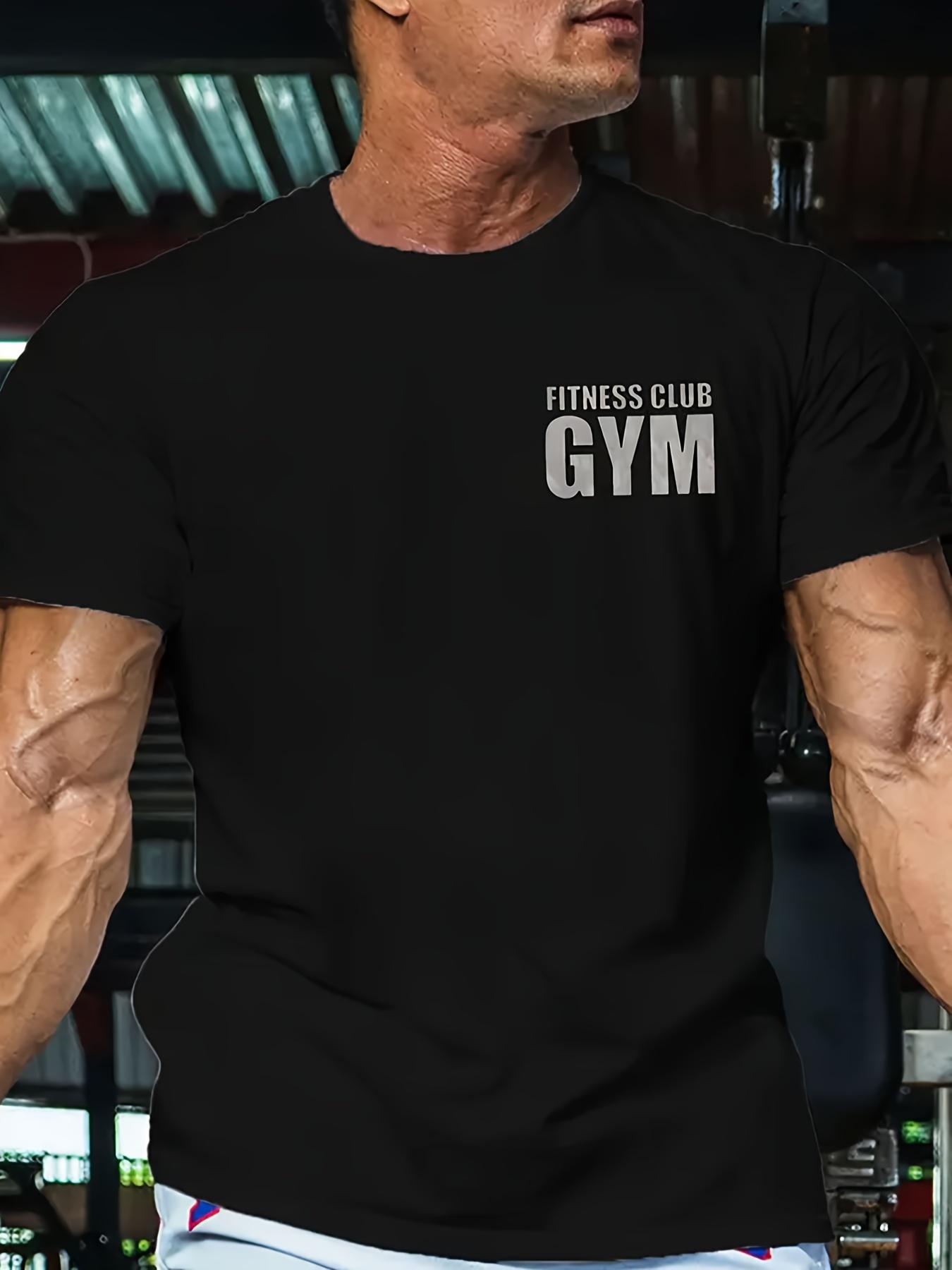 Fitness Club Gym Barbell Bodybuilding Graphic T-Shirt 100% Cotton Menswear Top for Gym Workout Streetwear