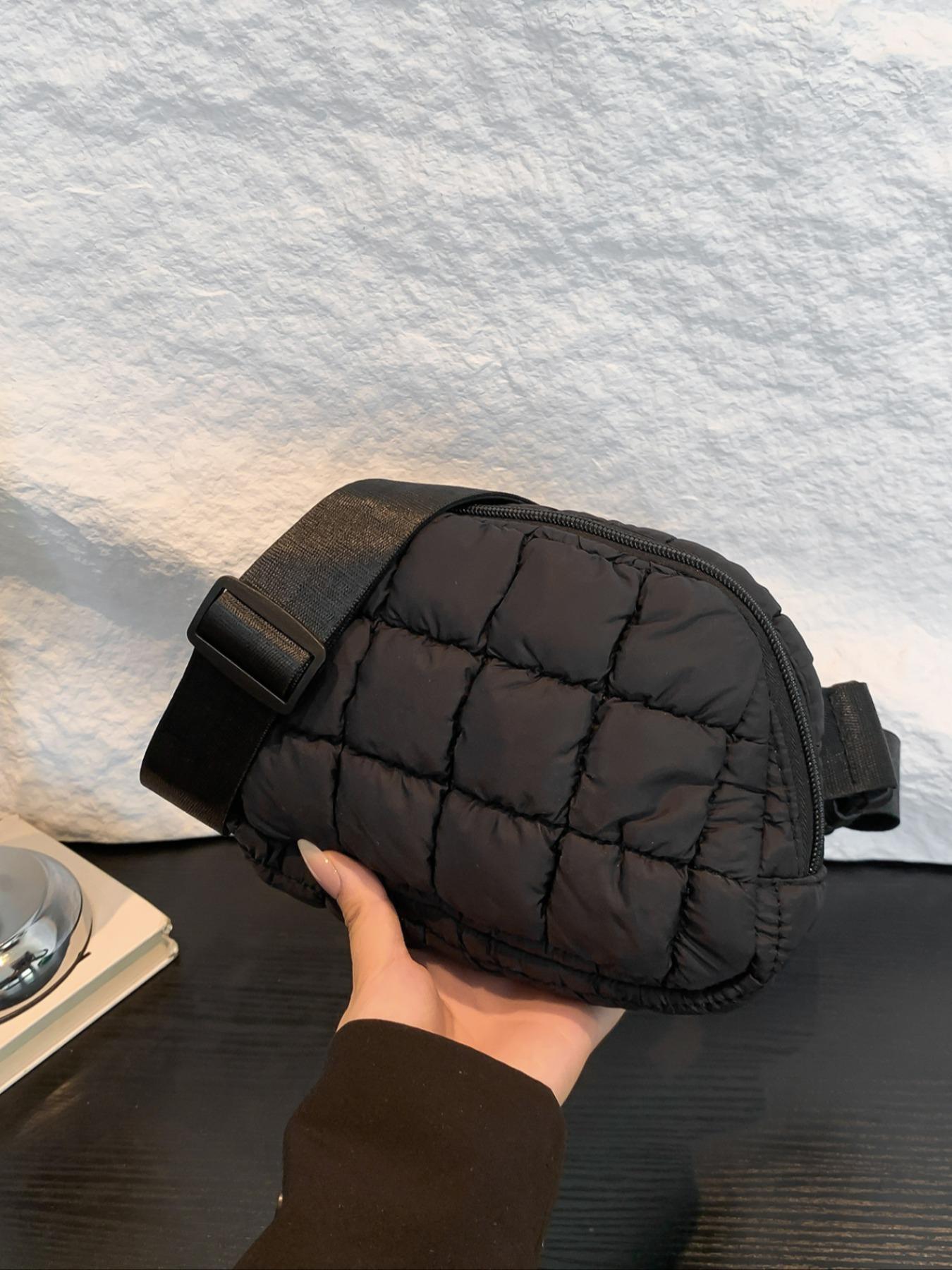 Women's Solid Color Quilted Puffer Chest Bag, Fashionable Soft Sling Bag with Adjustable Bag Strap, Casual Mini Bag for Exercise, Running, Travel, Hiking
