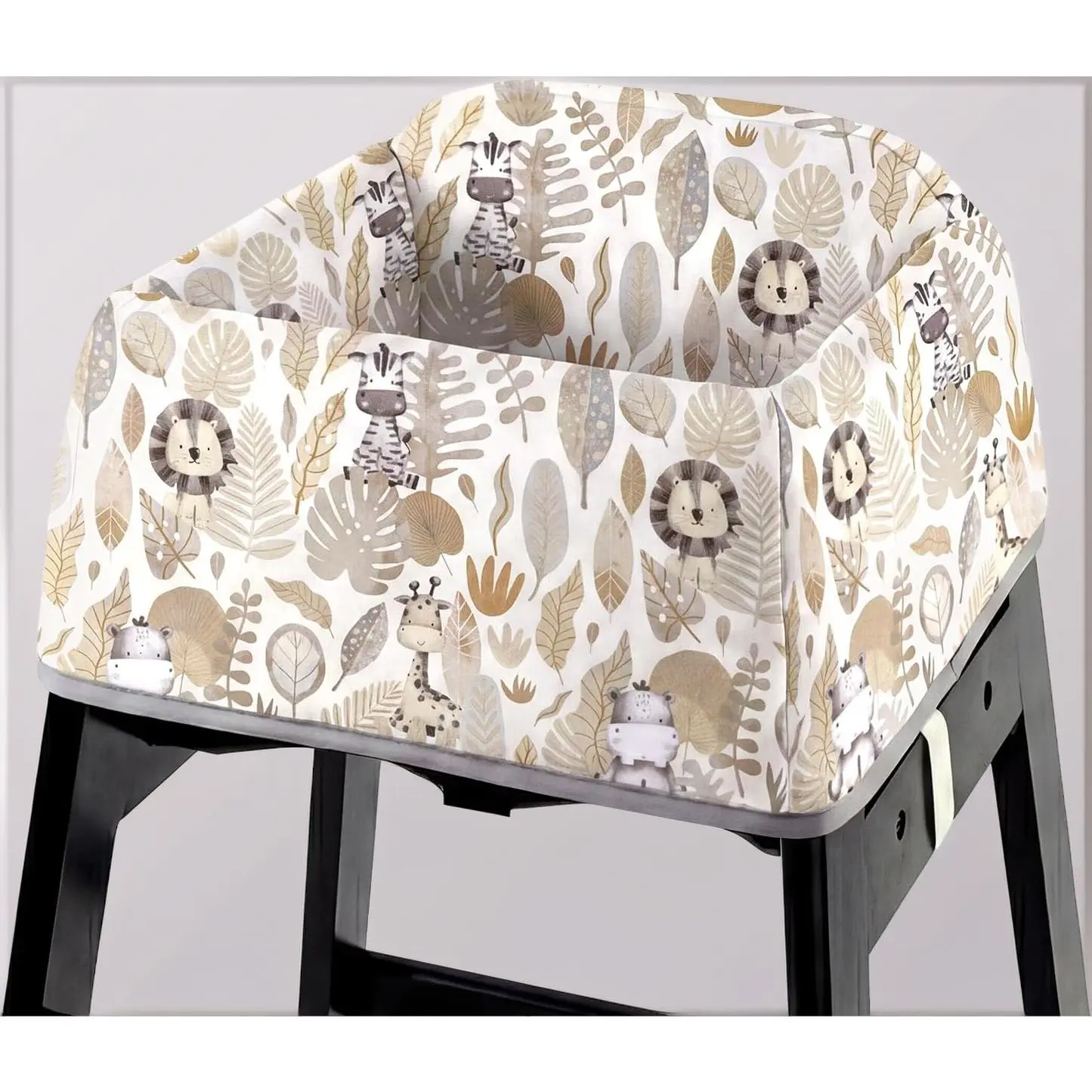 Reusable Brown Baby High Chair Cover, Waterproof Cloth Cover with Strap Pads & 2-Point Adjustable Harness, Portable for Home & Restaurant Use