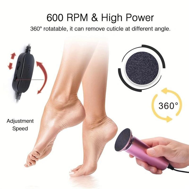 Electric Foot File, 1 Count Rechargeable Foot Callus Remover, Adjustable Speed Foot File Tool, Professional Pedicure Tool for Men and Women, Callus Remover Feet