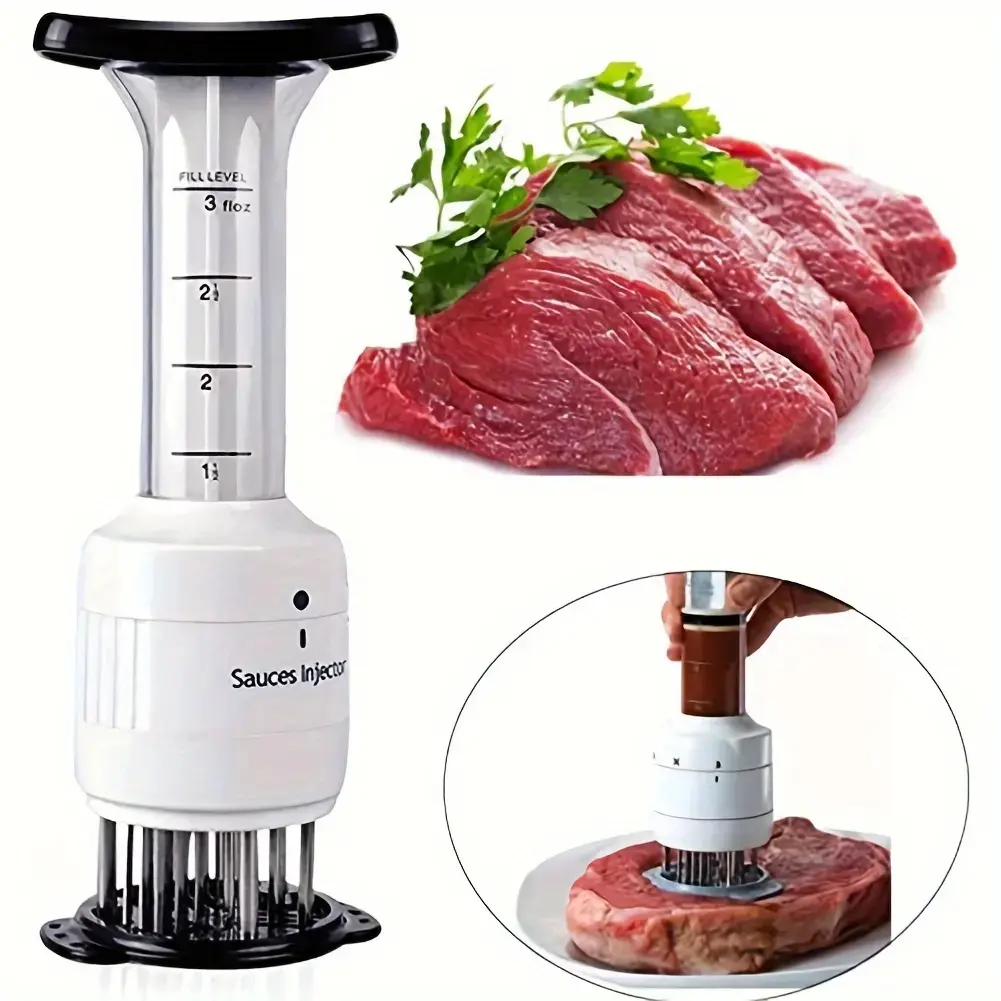1 Pack Meat Injector Set for Tender Steak, Marinade Injector & Meat Tenderizing Fork, BBQ Accessories, Household Kitchen Utensils