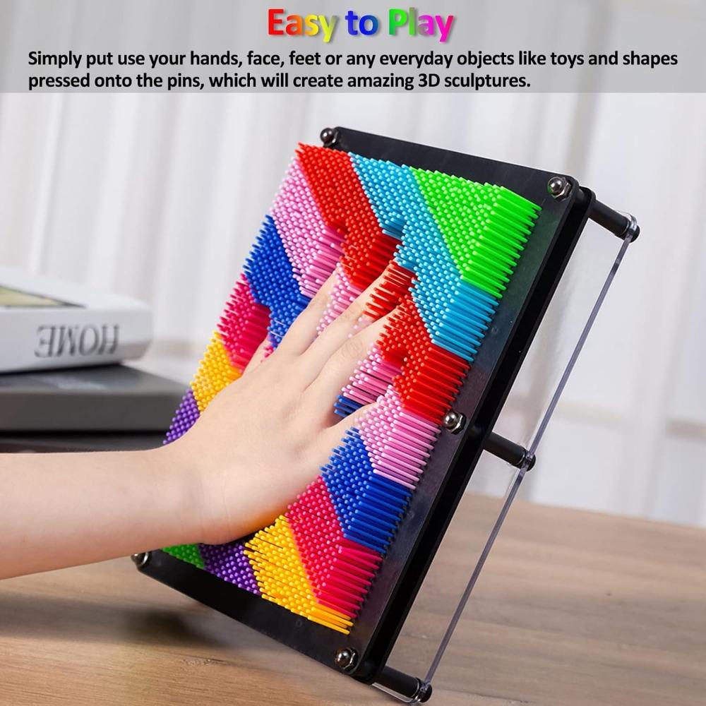 Rainbow 3D Pin Art Kit - 1 DIY Plastic Pin Art Board Sensory Sculpture | Perfect Gift for Birthdays and Ideal Present