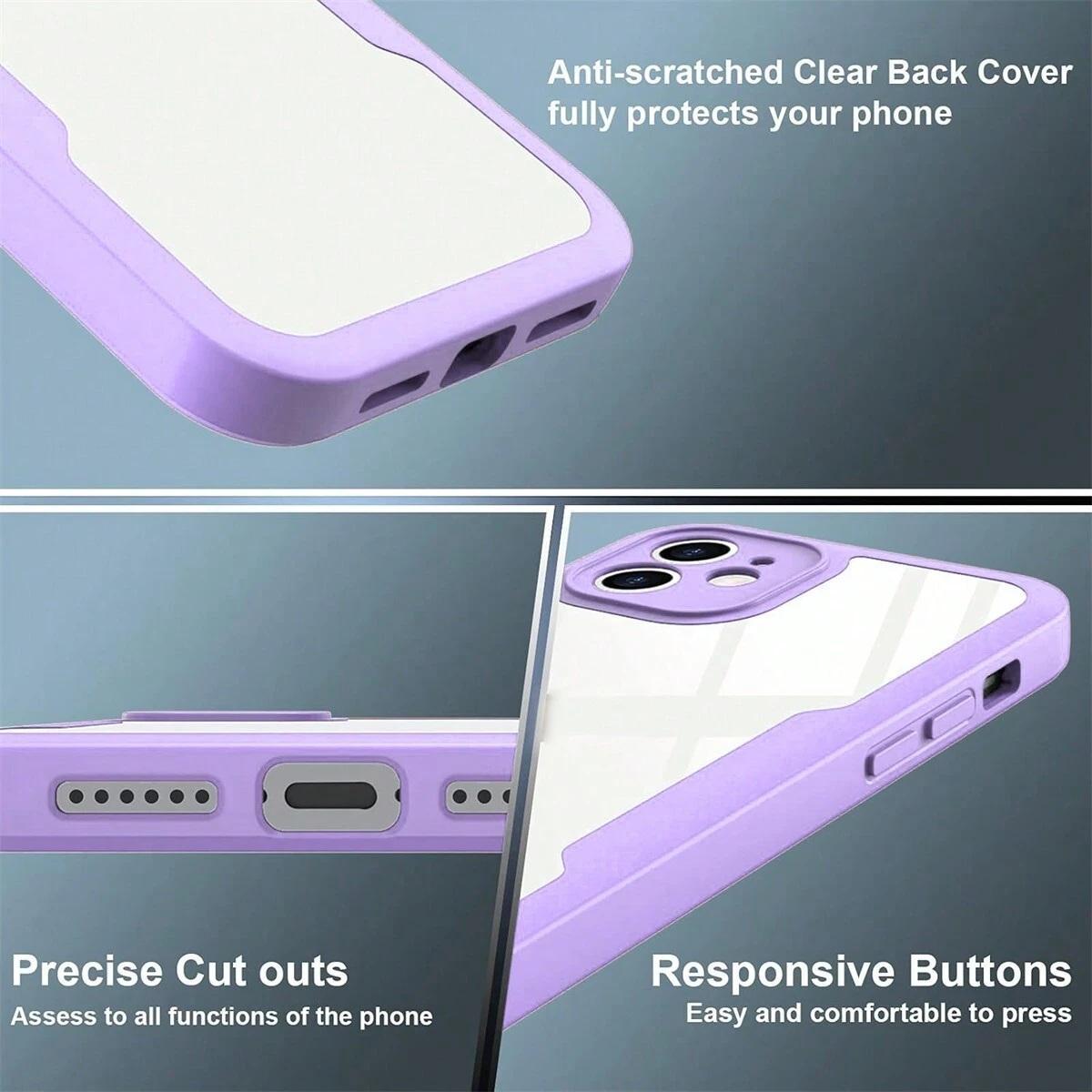 2 in 1 Full Body Protective Case with Front Screen Protector, Soft TPU Bumper + Hard PC Back Cover, Compatible with Apple 16/15/14/13/12/11 Pro Max/Plus, Accessories