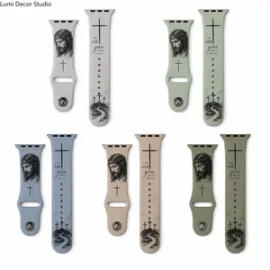 Creator’s Pick Christian Smart Watch Band Accessories - Silicone Replacement Strap with Jesus Cross Print, Adjustable Fit for Daily Wear (for Women, Men)