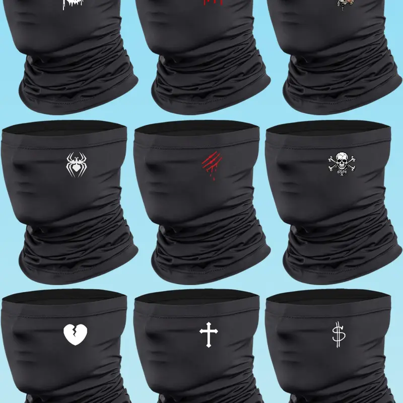 9Pcs Neck Gaiter Bandana Face Mask Summer UV Protection Cooling Breathable Face Mask Neck Scarf Balaclava for Men Women