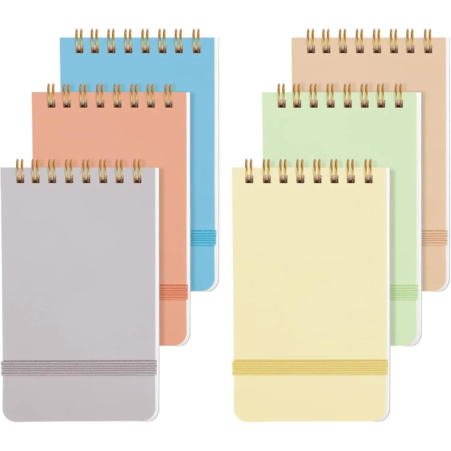 6 count Small Spiral Notebook 3x5, Notebooks for Note Taking, Colorful Scheme Spiral Journal Notebook, Work Notebook Small Notebooks 3x5 with Strap, Cute Notebooks for Women 60Sheets/Note Books
