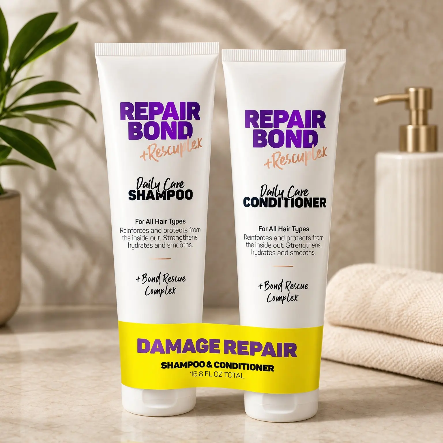 Repairing Shampoo & Conditioner Set with Rescuplex Bond Repair, Strengthens, Hydrates & Smooths, Eliminates Frizz & Flyaways, Revives Dry & Damaged Hair for All Hair Types - Sulfate Free
