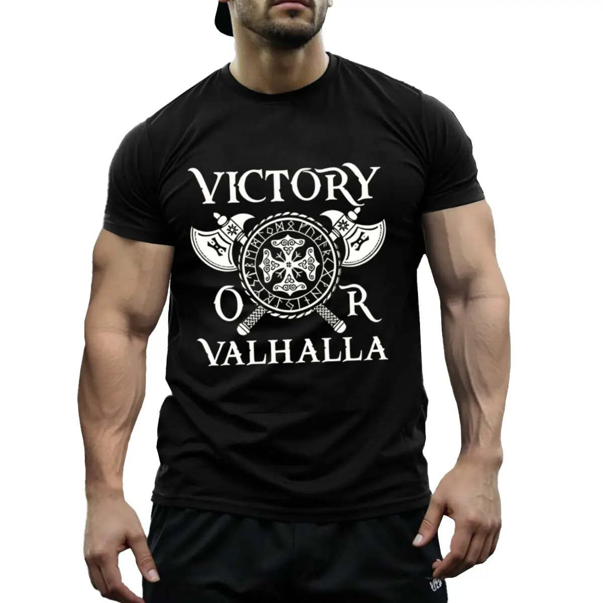 Victory Or Valhalla Norse Mythology Viking Graphic Tee Men Oversized Cotton T Shirt Graphic Apparel Statement Outfit Dark Aesthetic Streetwear Gift For Him Day Graphic Tee fashion t-shirt perfect boyfriend,Men's,Regular,Fit Textured Knit Top,style,vintage