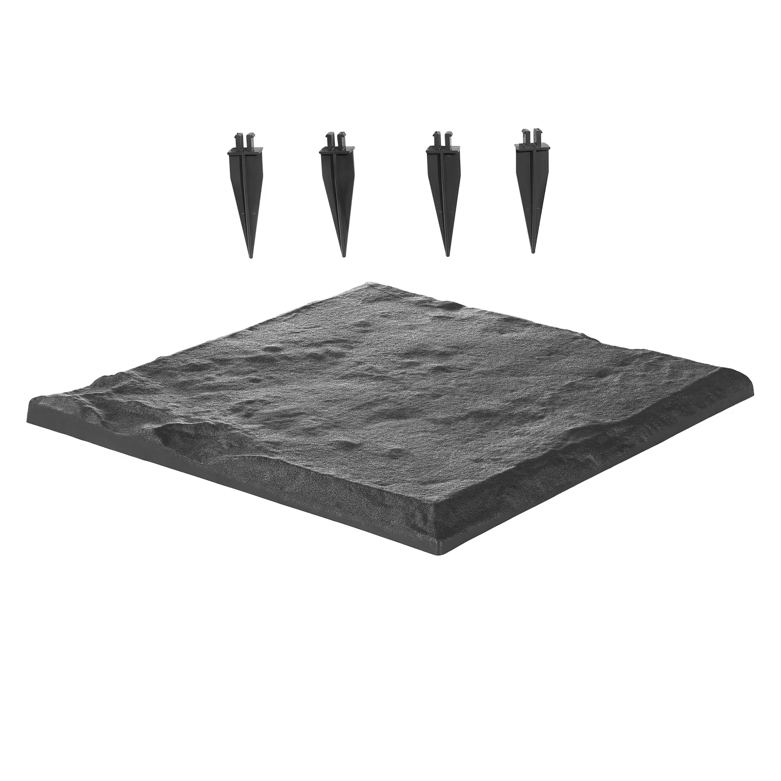 Garden Stepping Stones, 16Pcs 15.5 x 15.5 in, Decorative Stepping Stones with Stakes, Weather-Resistant Plastic Pathway Pavers, Smooth Surface, Outdoor Walkway for Lawn Patio Landscape, Grey