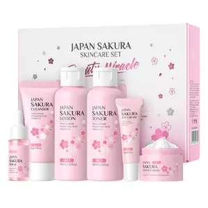 6-in-1 Sakura Facial Care Kit | Cleanser, Toner, Lotion, Serum, Eye Cream & Cream | Deep Moisturizing, Even Tone, Perfect Gift for Her/Mom