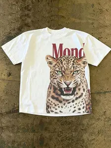 Men's Casual Leopard & Letter Print Round Neck Short Sleeve T-Shirt, Summer