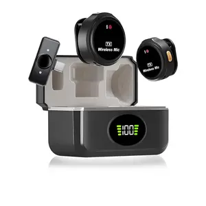 Wireless lavalier microphone lightweight mini noise cancelling lavalier microphone ultra light body 48H long battery life suitable for mobile live streaming Vlog podcast interview YouTube dedicated compatible with IOS or Android