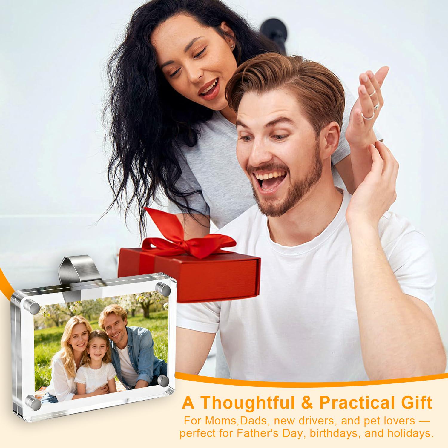 1/2Pcs Car Picture Holder for Sun Visor Magnetic 2.36"x3.5" Clear Acrylic Photo Clip Horizontal Vertical Display Perfect for Polaroid Go Instax Mini Drive Safe Gift