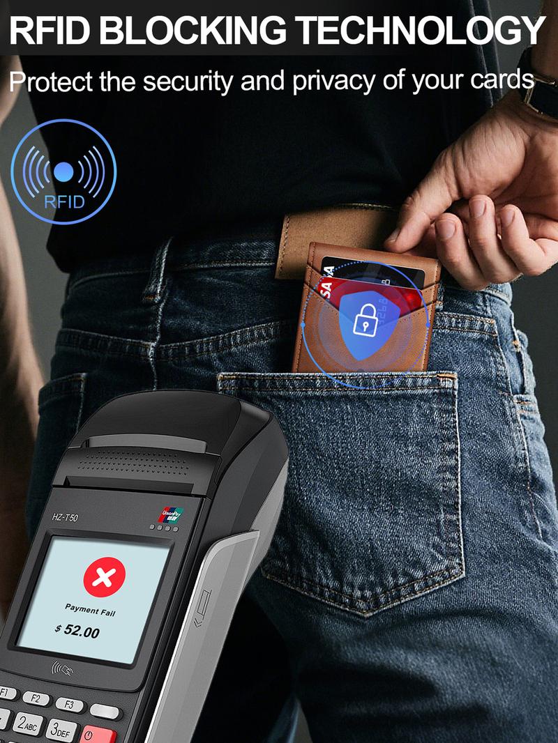 Men's Minimalist RFID Blocking Card Holder, Slim Pop Up Wallet, Simple Style Card Holder for Daily Use, Credit Card Holder