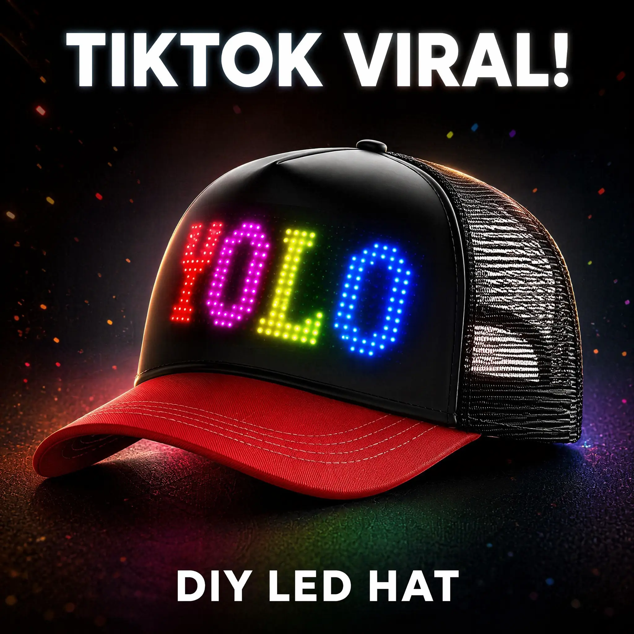 Smart LED Baseball Cap with Bluetooth App Control - RGB Customizable Scrolling Message Board Hat - Luminous Snapback for Parties, Concerts, Festivals & DIY Gifts Multi Color Hats Adjustable Cap