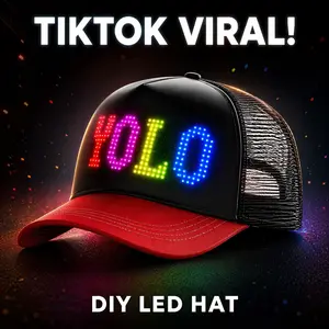 Smart LED Baseball Cap with Bluetooth App Control - RGB Customizable Scrolling Message Board Hat - Luminous Snapback for Parties, Concerts, Festivals & DIY Gifts