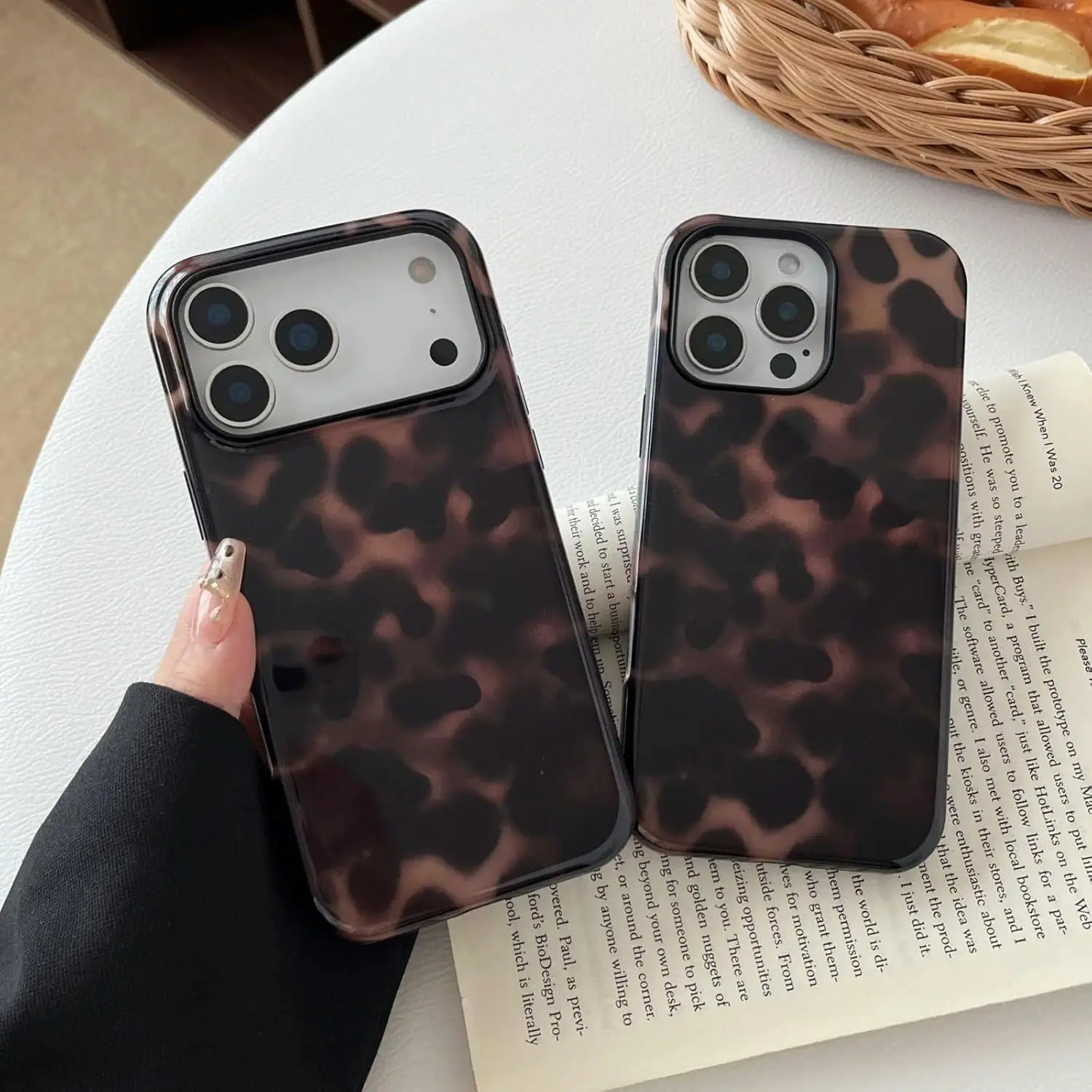 Classic Amber Brown Tortoise Shell Magnetic Case for iPhone 16 15 14 Pro Max, Slim Shockproof Hard PC and TPU Protective Cover for Women