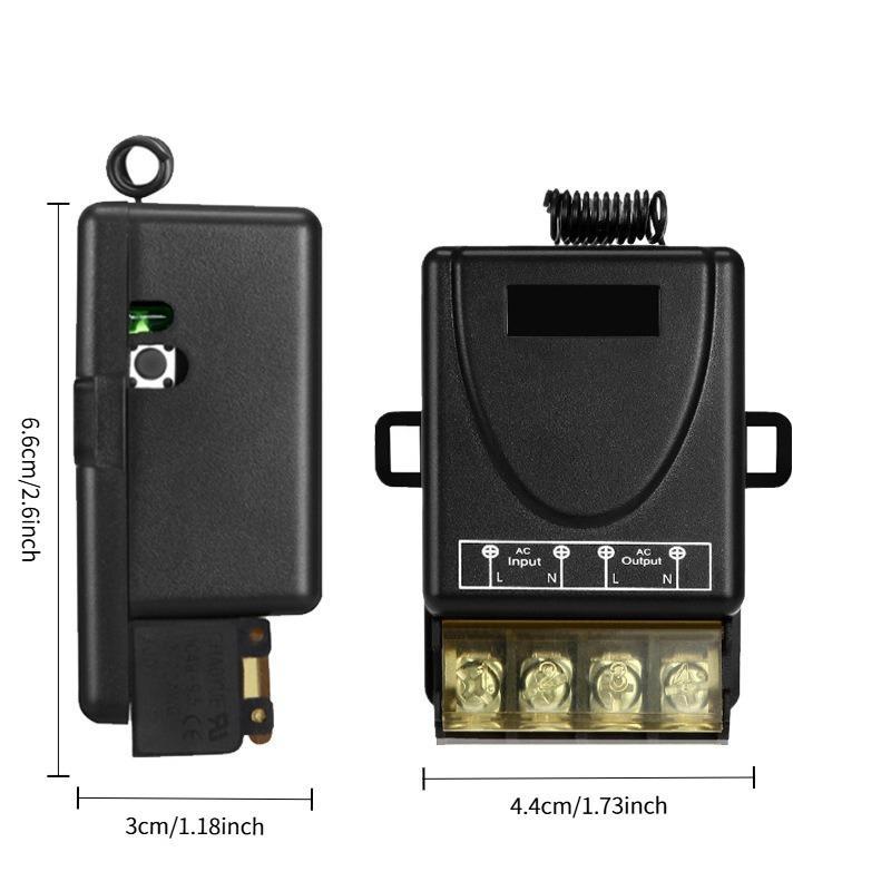 433mhz Universal Wireless Remote Switch, 220v Single Channel Relay Receiver with 2 Transmitters, Garage Door, Electric Curtains, Lighting