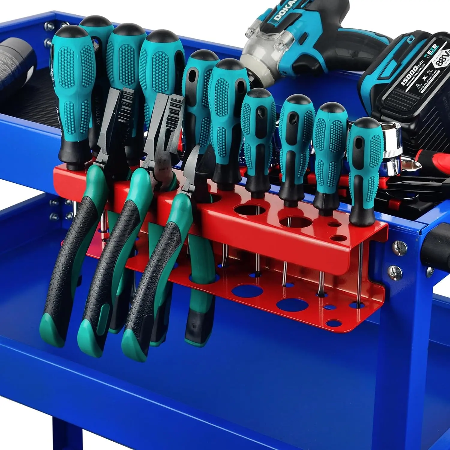Magnetic Screwdriver Holder,Heavy Duty Pliers Metal Organizer Rack,Wall Mount Garage Organizer for Screwdriver, Plier, Shears,Tools Holder Rack for Garage,Tool Cart,Pegboards,Workbench