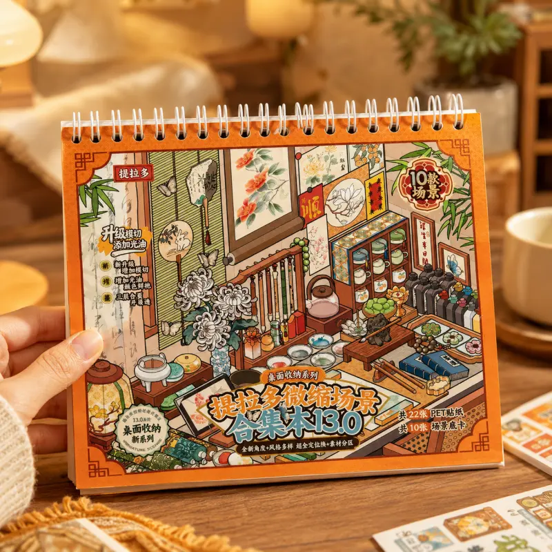 Telado 13.0 Aesthetic Sticker Book - All-New Upgraded Decorative Sticker Album, DIY Desktop Storage & Room Diorama Kit, Creative Scrapbooking Craft Set with 10 Scenes & 10 Special Cards