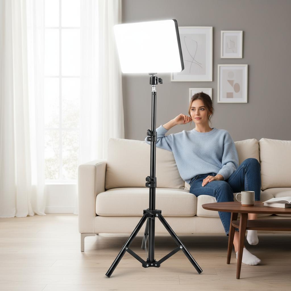 LED Video Light Kit With Adjustable 43.3" Tripod Stand - USB-Powered Ring Light For Content Creation/March Madness/Spring Break - Non-Waterproof & Battery-Free Design - Creator Essential SuperBowl / International Women's Day