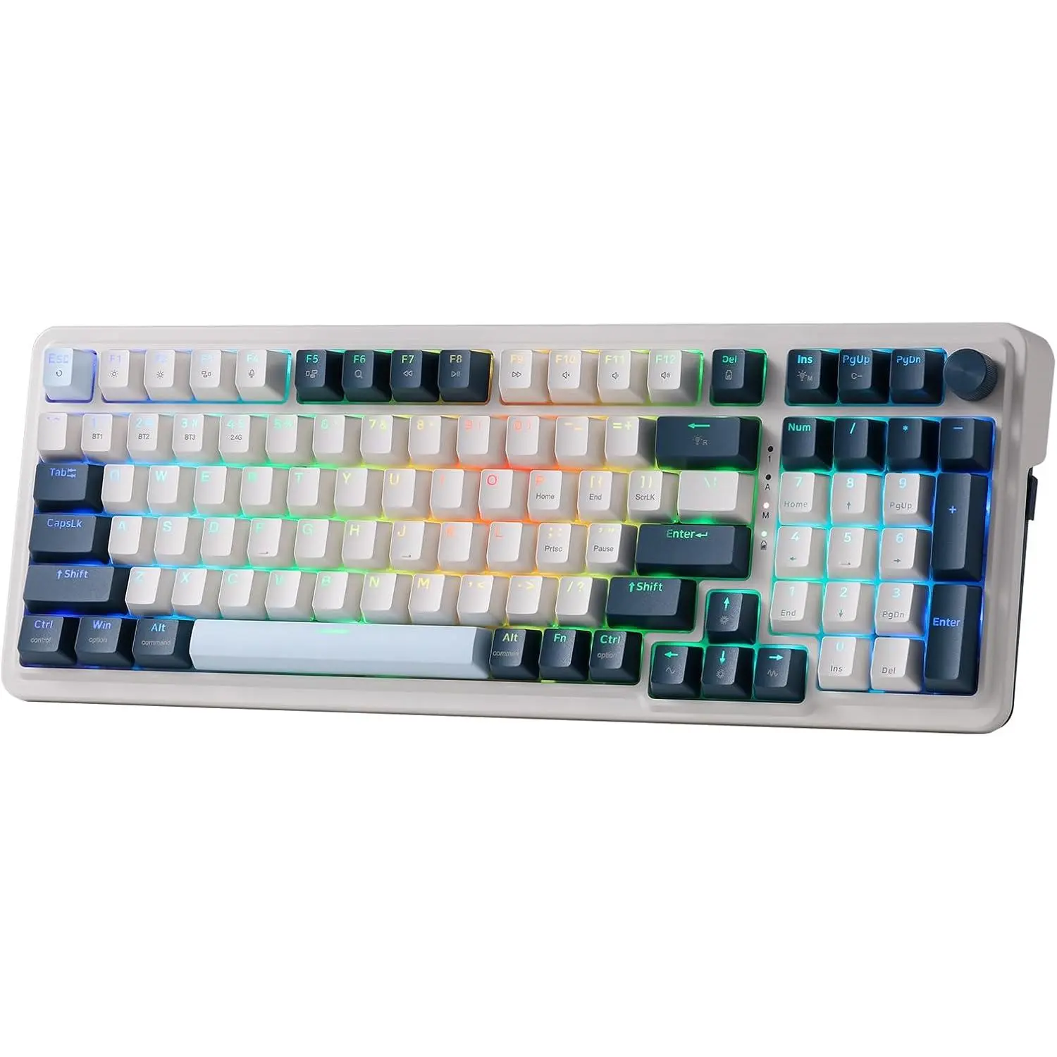 K686 PRO  RGB Gasket Gaming Mechanical Keyboard, Easy Knob | Multi-Function Control Wheel, 0-Delay Tri-Mode, Cushioned 5-Layer Noise Dampening for Creamy Thocky Sound, Practical 98