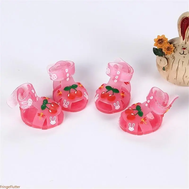 2026 New Stylish Summer Footwear for Small Dogs (4-Piece Set: Sandals & Rain Boots) – Non-slip, Breathable, and Waterproof Booties; Paw Protection for Outdoor Walks (Suitable for Puppies and Small Dogs)
