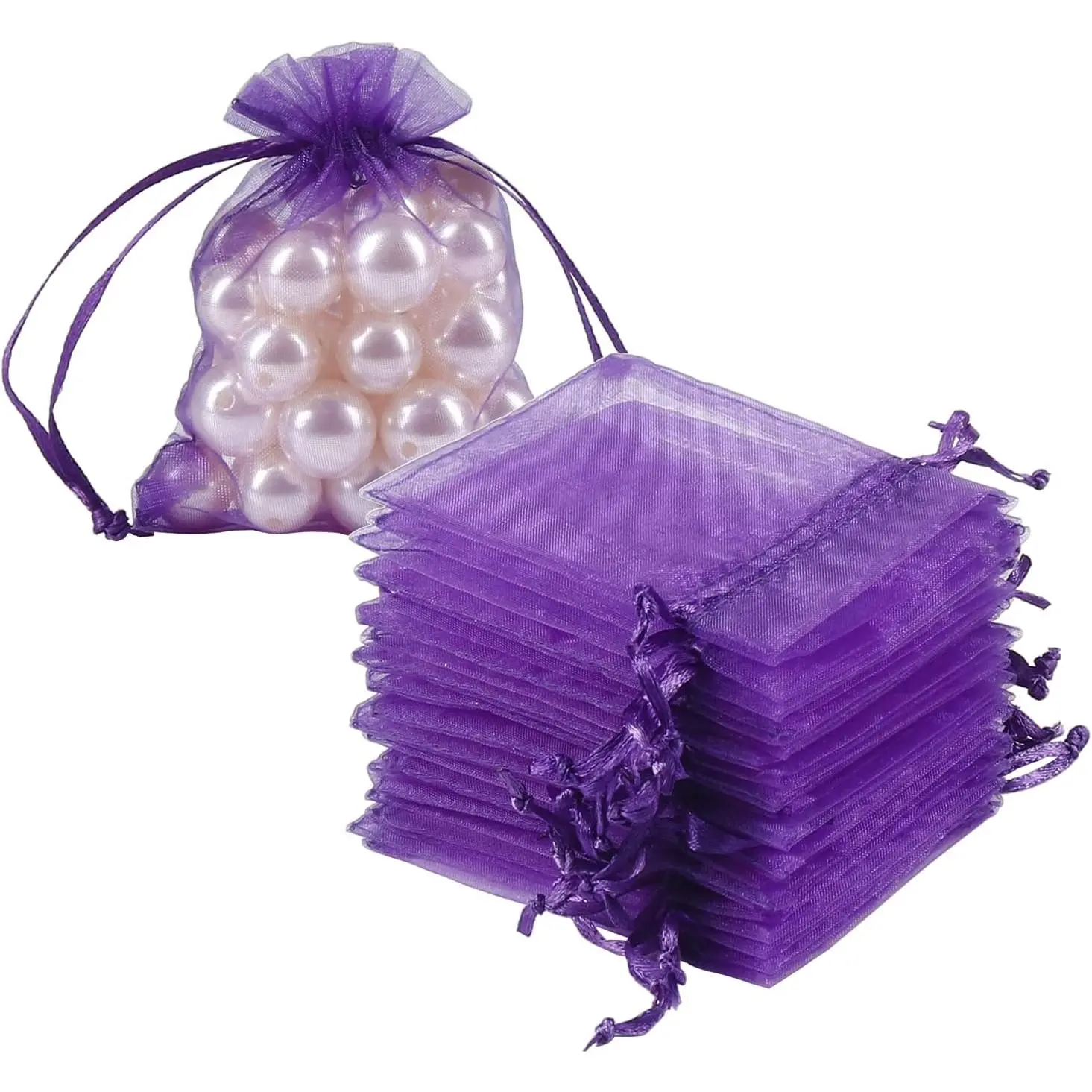 100 count Little Organza Bags 3 x 4 inch,  Mesh Bags Drawstring Pouches for  Bracelets Candy Party Favor Small