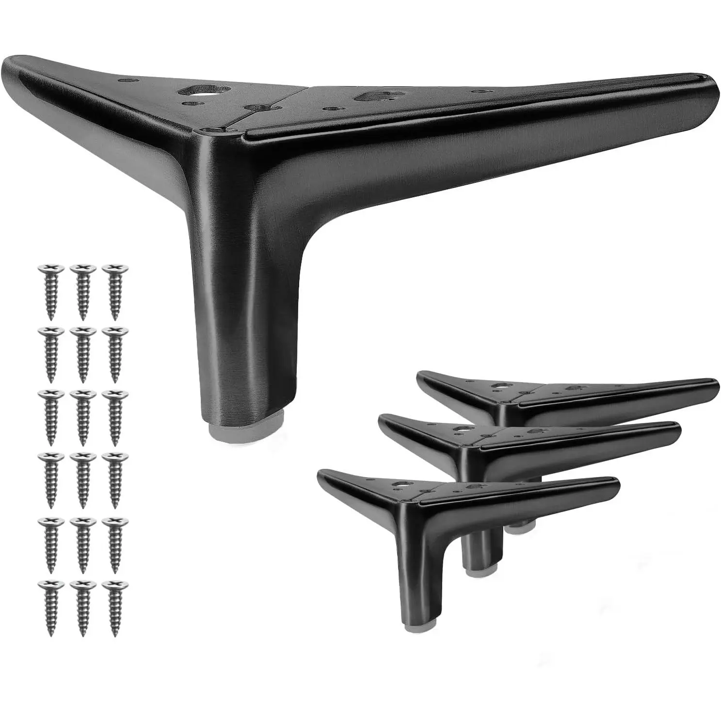 4-inch Furniture Legs, Legs for Furniture Set of 4, for Cabinet Sofa Couch Table Chair Bed Dresser Wardrobe Risers DIY-Black
