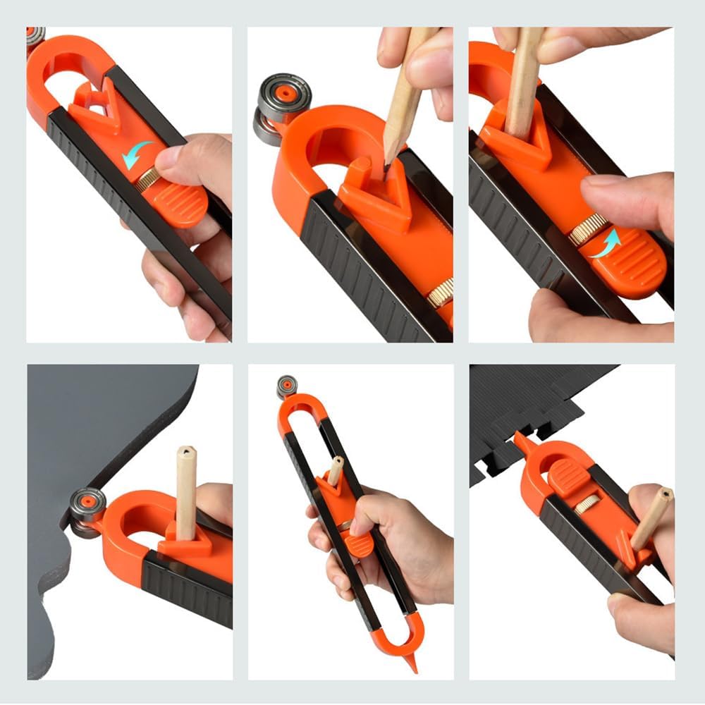 1 count Precise Contour Scribe Tool with 2 Pencil, Upgrade Measuring Scribe Tools With Lock For Pencil for Woodworking Finish Carpenter, Construction, DIY Handymen