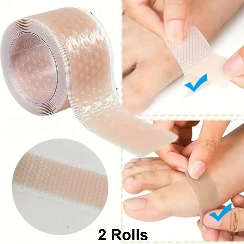 2 Rolls Silicone Gel Blister Bandages - Transparent Heel Protector Tape for Foot, Hand & Toe, Shoe Friction Relief, Blister Prevention, Flexible & Breathable, Blister Protection