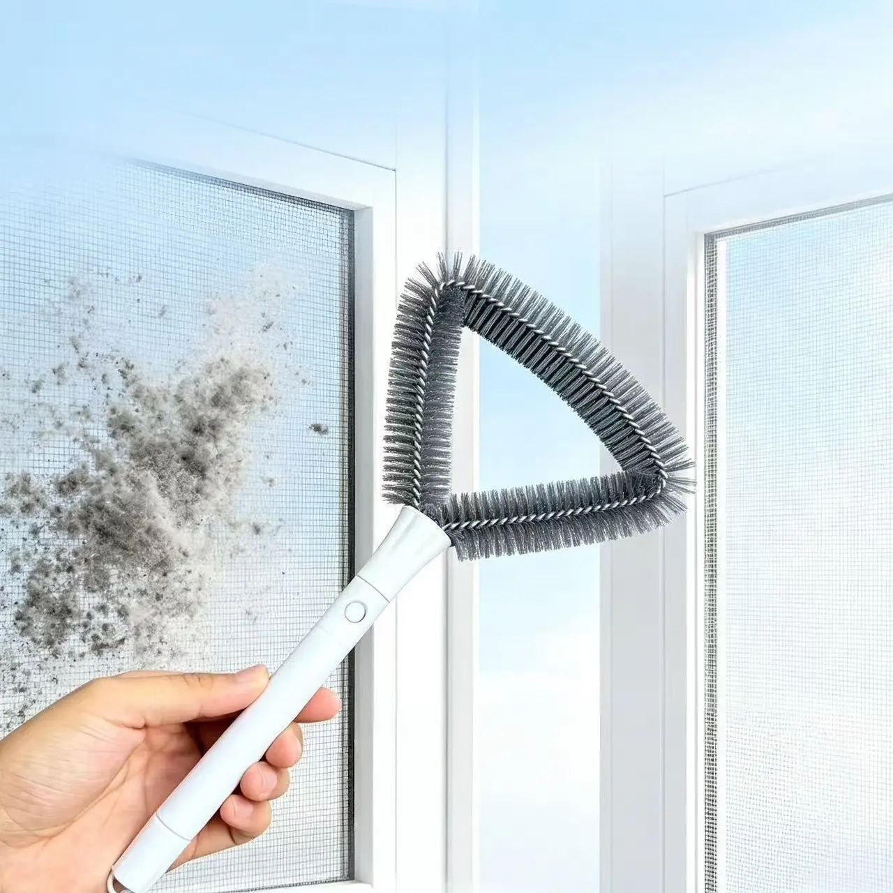 Triangular Window Screen Cleaning Brush, High Density Bristles, No Disassembly Needed, Ideal for Kitchen Glass and Screens