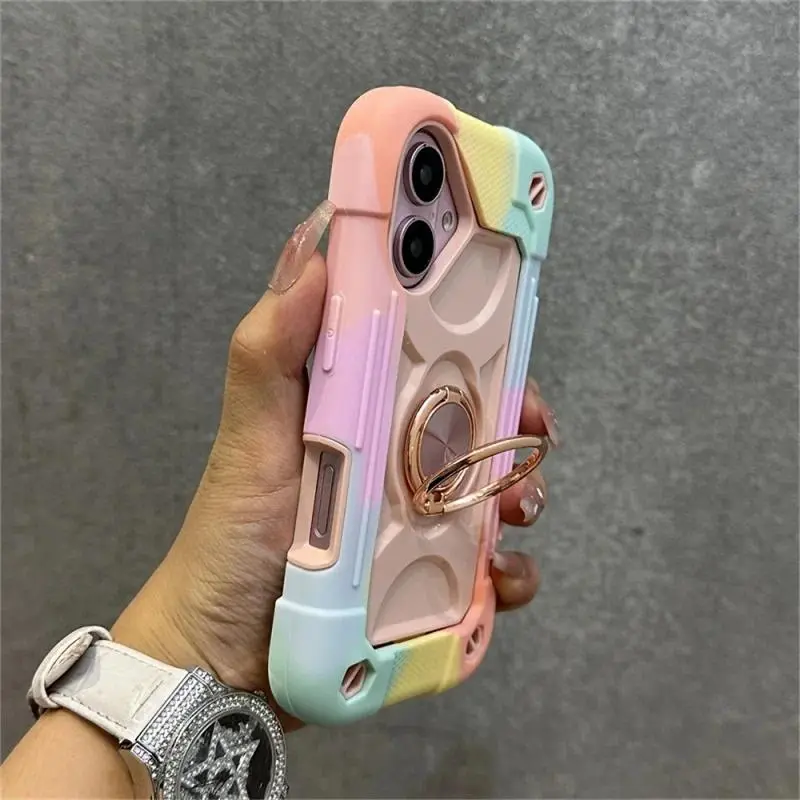 Hard Armored Grip Protective Case Compatible With IPhone 17~11 Pro Max 360 ° Rotating Ring Bracket, Anti Fall Protective Case