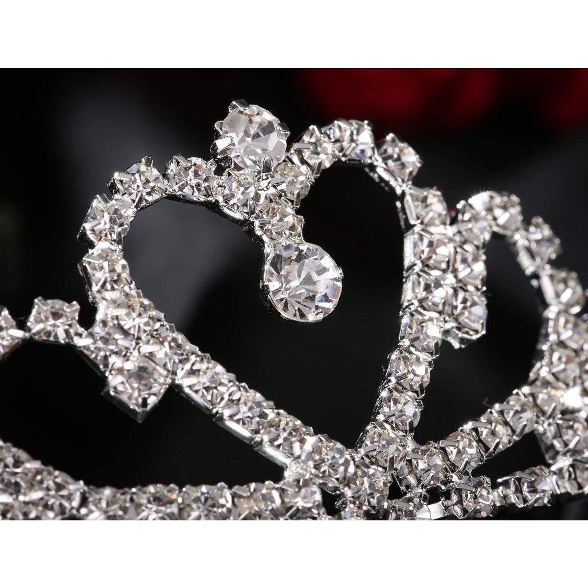 Mini Heart Rhinestone Tiara for Wedding Bride Prom Birthday Pegeant Prinecess Party-1 Pack