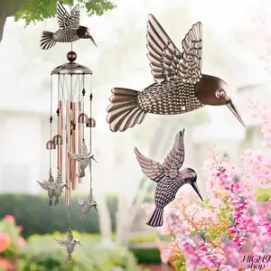 Aluminum Hummingbird Wind Chime With Melodic Clear Tone, Decorative Outdoor Hanging Ornament For Patio, Yard And Garden Styling, Heartfelt Memorial & Sympathy Gift Choice For Cherished Loved Ones
