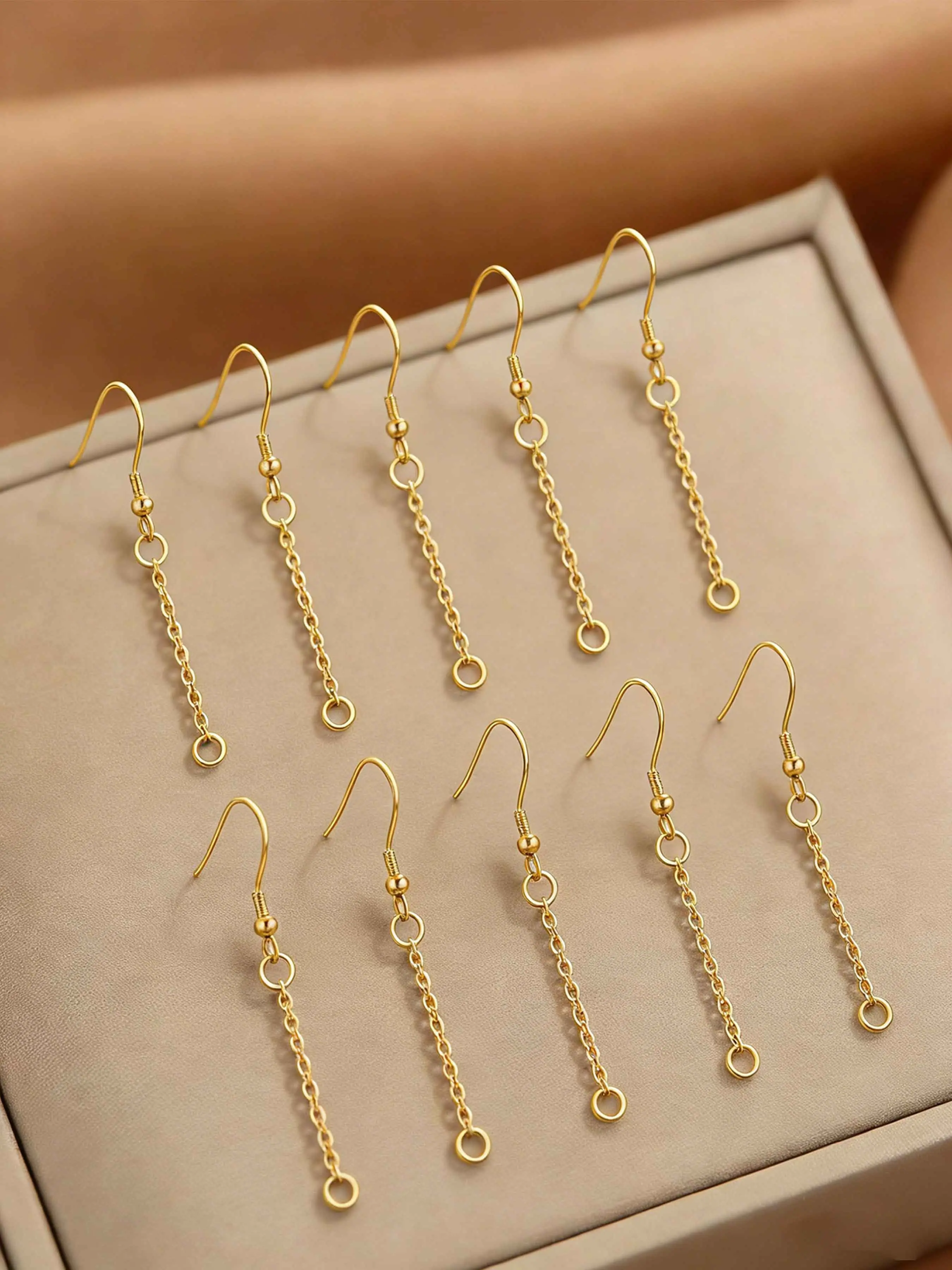 10pcs,Stainless Steel Ear Wires Ear Hook Matching Chain Ear Hook Connector DIY Earrings Jewelry Accessory Making