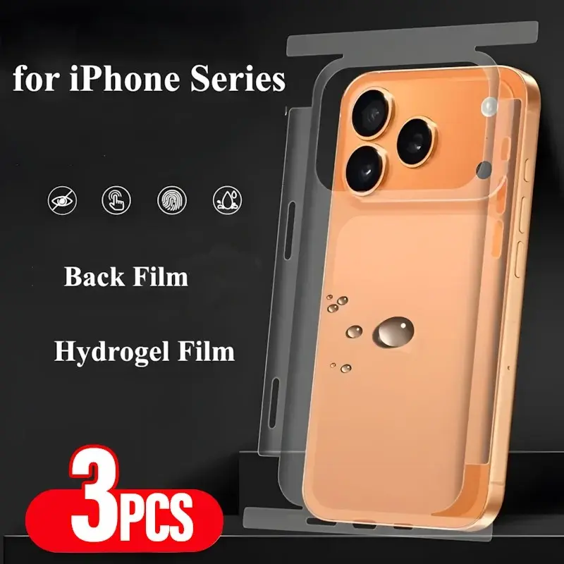 High-Quality Water Gel Film for iPhone 17/16 Pro Max & 17 Pro, Side + Back Protection, Clear HD Screen Protector, 1-3 Sheets, Phone Screen Protectors