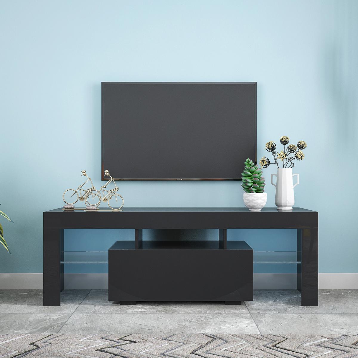 Entertainment TV Stand, Large TV Stand TV Base Stand with LED Light TV Cabinet.