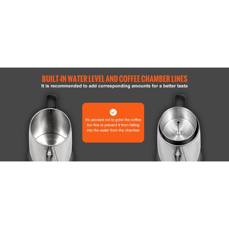 VEVOR 12-Cup Electric Percolator Coffee Pot, 304 Stainless Steel Coffee Percolator with Keep Warm Function Heat-Resistant Handle, Classic Coffee Maker, Quick Brew Easy-Pour Spout, Silver