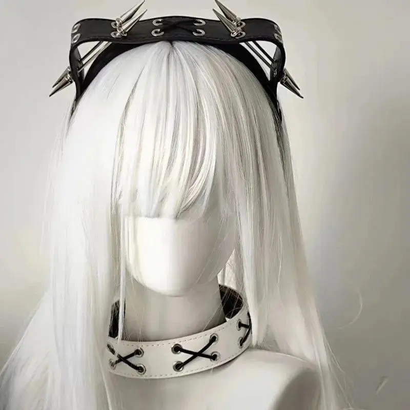 Punk Cat Ears Pin Headband Subculture Pointed Claws Little Cat Leather Hairband Hot Girl Dark Gothic Headgear
