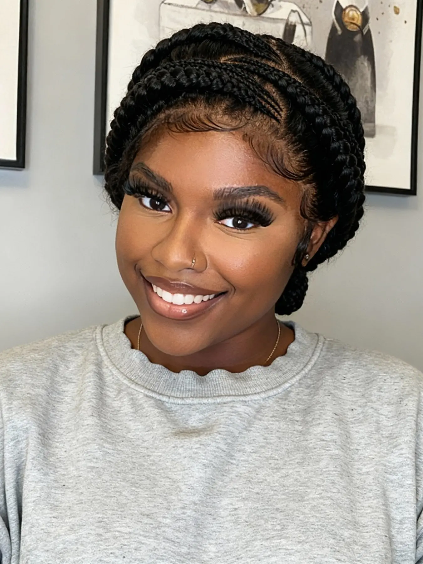 12-Inch Bun Ponytail Full Lace Synthetic Braided Wig, Natural Look Hairpiece, Easy-To-Style Accessory for Daily Wear, Lace Braided Wigs
